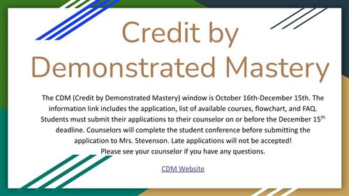 Credit by Demonstrated Mastery